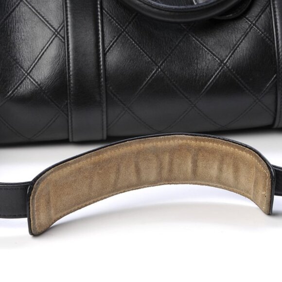 CHANEL Bicolor Coco Mark Handbag Boston Bag Leather Black - Picture 8 of 10